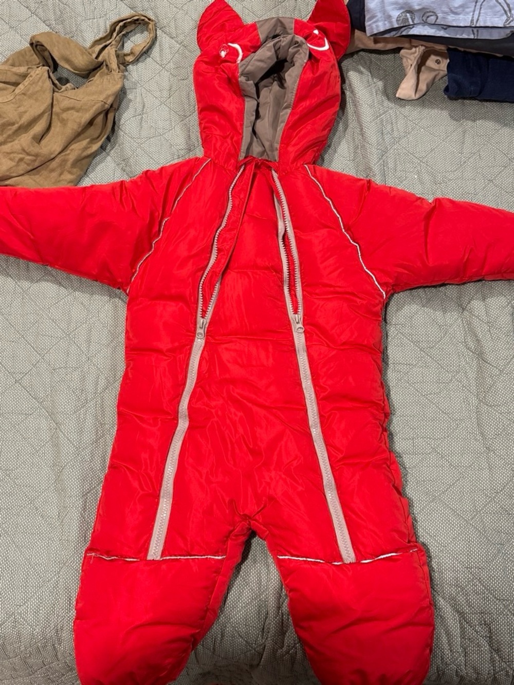 Red Puffer Snowsuit with Hood